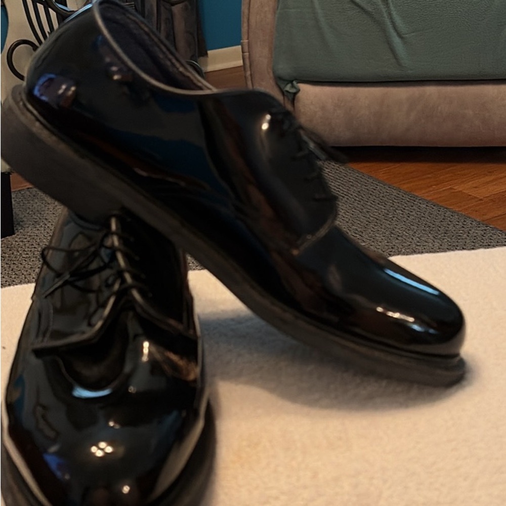 Vibram Polished Black Derbys